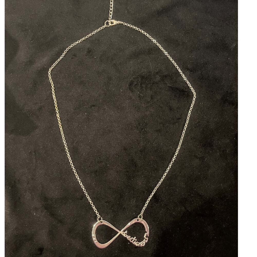 One Direction Silver Plated Plane & Infinity Pendant Adjustable Necklace